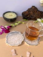Crystal  Agate with Silver Plated Coasters Set