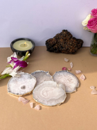 Crystal  Agate with Silver Plated Coasters Set