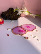 Crystal  Agate with Rose Gold Edging Coaster Set