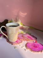 Crystal  Agate with Rose Gold Edging Coaster Set