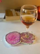 Crystal  Agate with Silver Plated Coasters Set