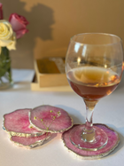Crystal  Agate with Silver Plated Coasters Set