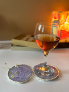 Crystal  Agate with Silver Plated Coasters Set