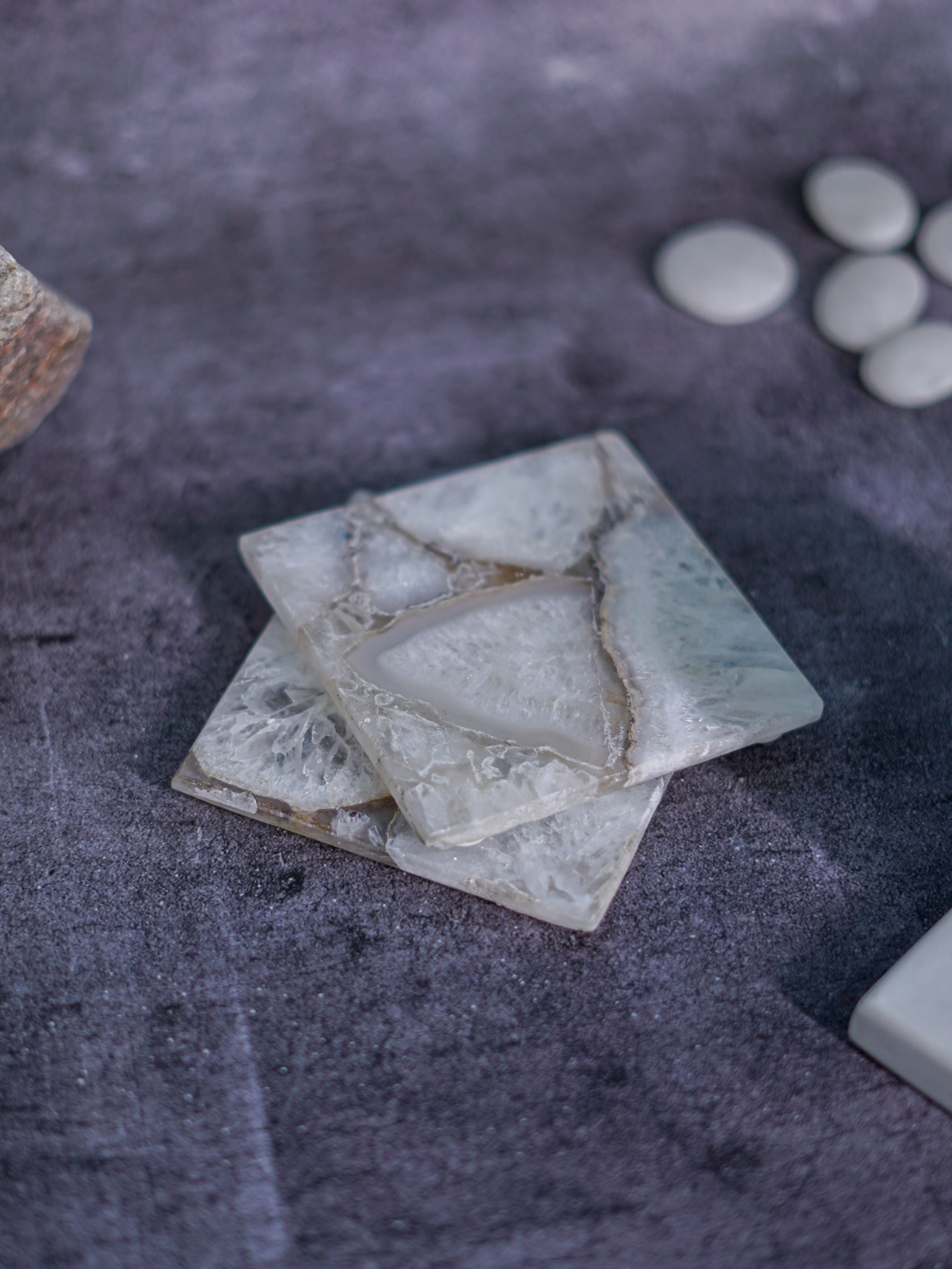 Crystal Agate Stone Coaster Set of 2