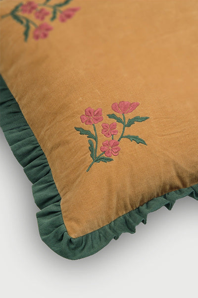 Sienna Amber Embroidered Velvet Cushion Cover