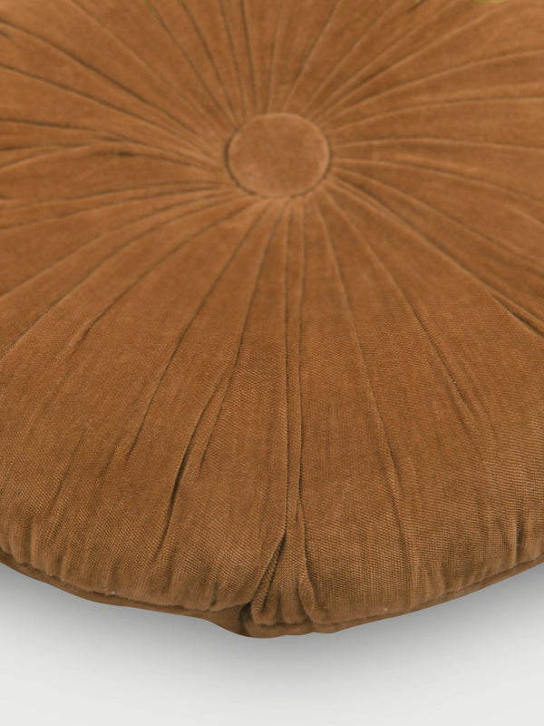 Cuddle Tan Brown Velvet  Round Cushion