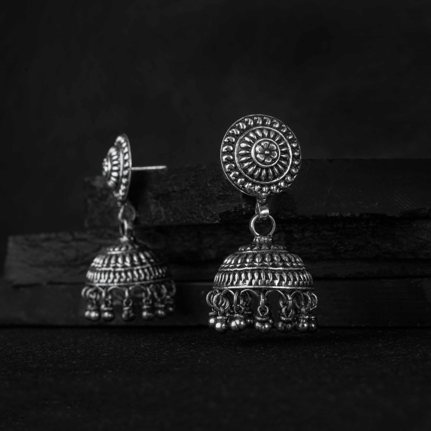 Pankhuri Silver Jhumki Earrings