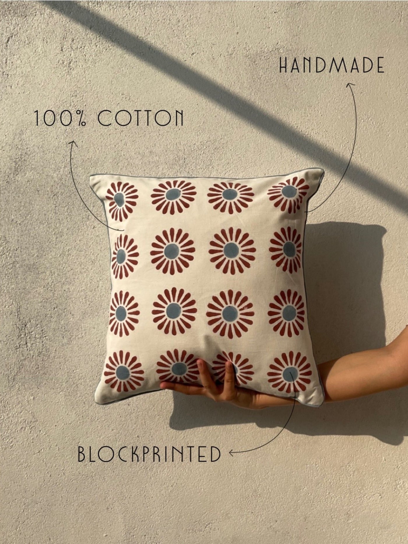 Cushion Cover - Daisy Cotton Block Printed