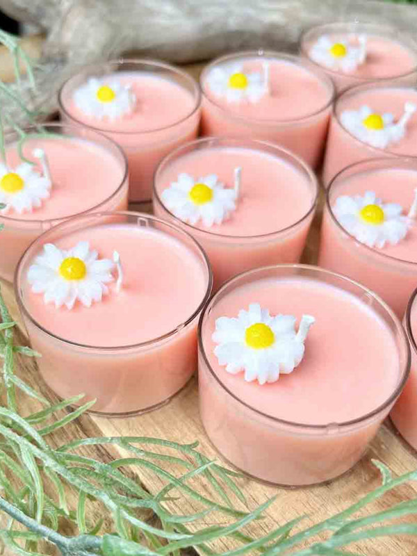 Tealight Candles Set Of 6 - White Daisy