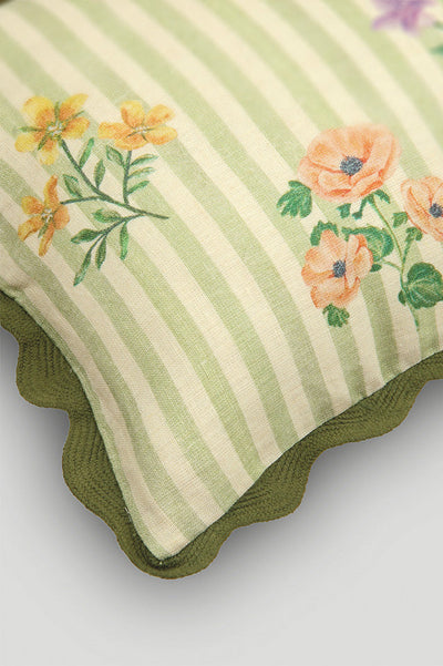 Rosalia Forest Green Linen Oblong Cushion Cover