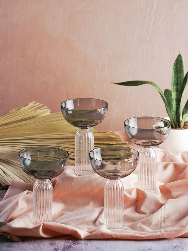 Dd Grey Stem Glass Set Of 4 Gift Box