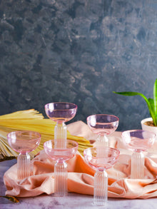 Dd Pink Stem Glass Set Of 4 Gift Box