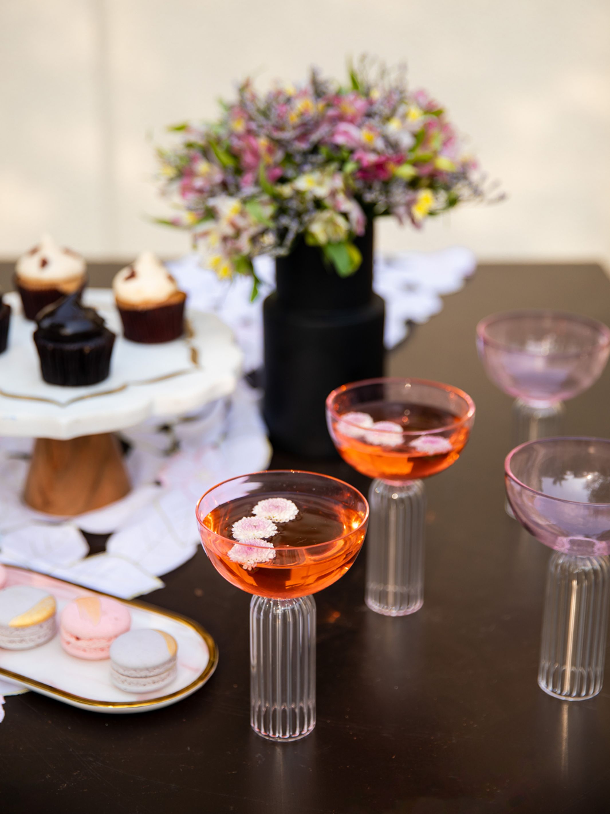 Dd Pink Stem Glass Set Of 4 Gift Box