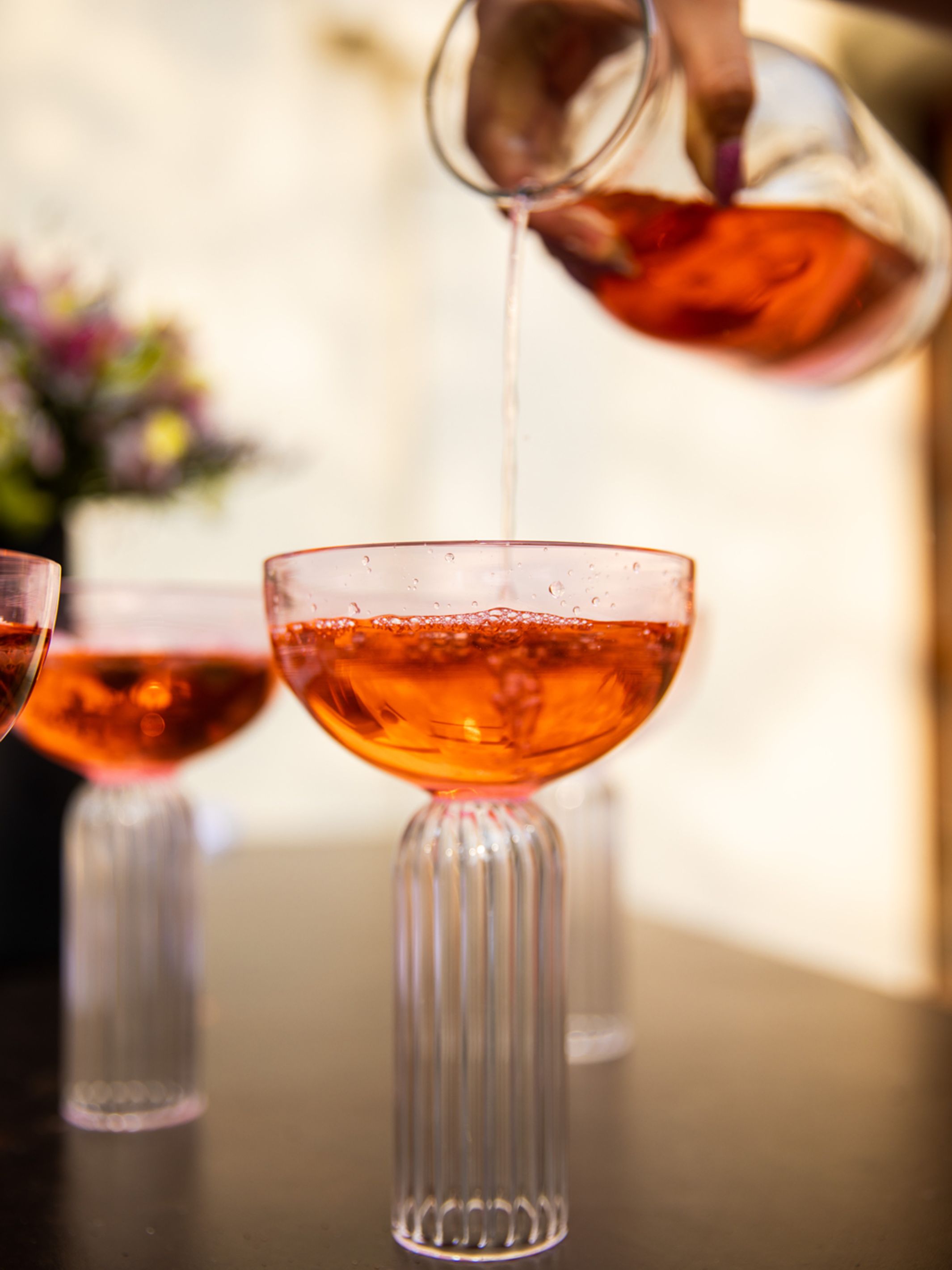 Dd Pink Stem Glass Set Of 4 Gift Box