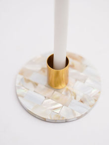 Taper Candle Holder - Round Mother of Pearl