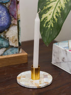 Taper Candle Holder - Round Mother of Pearl