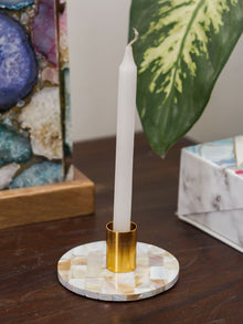 Taper Candle Holder - Round Mother of Pearl