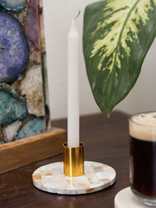Taper Candle Holder - Round Mother of Pearl
