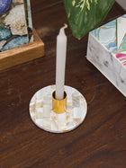 Taper Candle Holder - Round Mother of Pearl