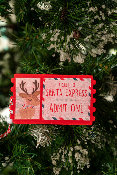 Santa Express Ticket Christmas Ornament set of 4