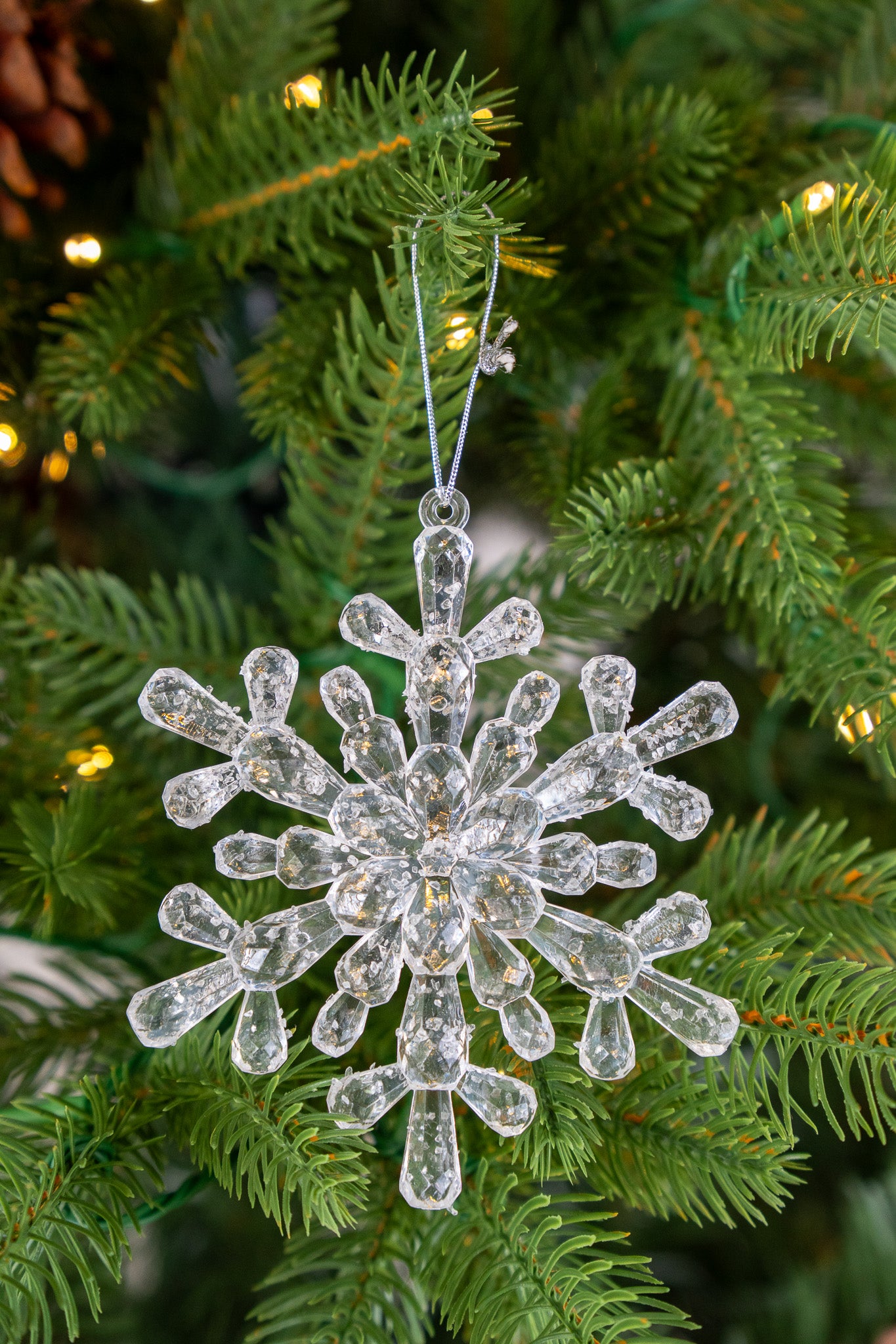 Clear Crystal Snowflake Christmas Ornament set of 2