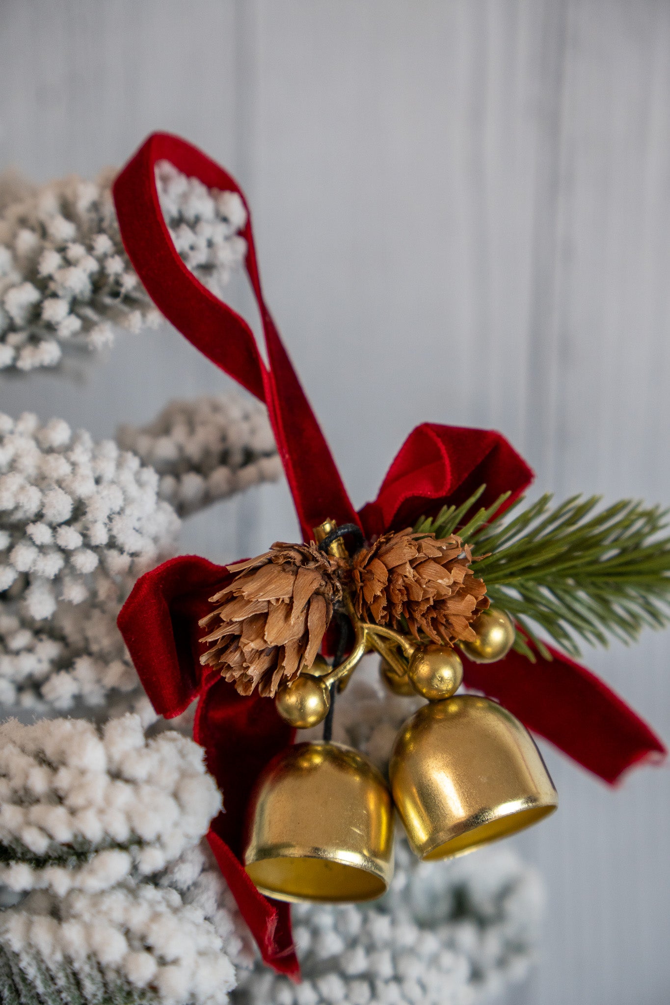 Red Velvet Ribbon Bell Ornament set of 4
