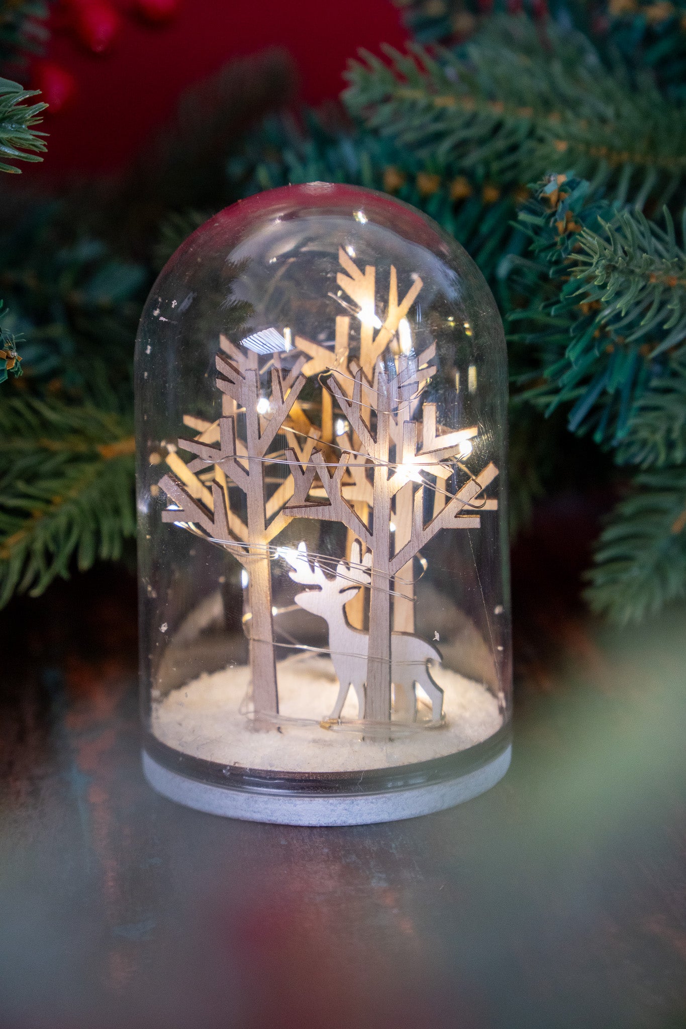 LED Forest Snow Globe Dome – Deer & Trees