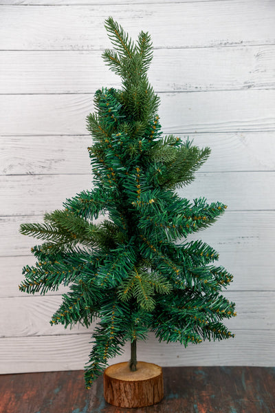Mini Pine Christmas Tree – Classic Green (Wood Base)