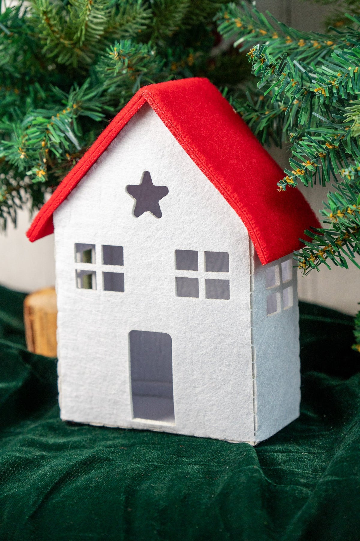 Felt Christmas House Décor with Red Roof