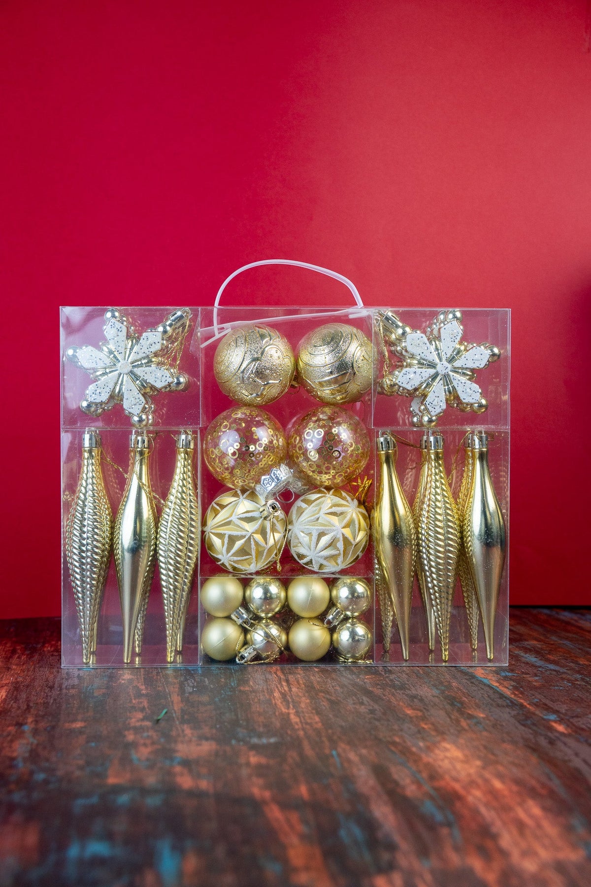 Gold Christmas Ornament Set – 32 Pieces
