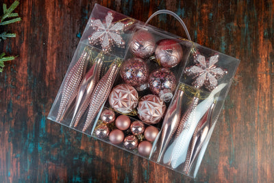 Pink Christmas Ornament Set – 32 Pieces