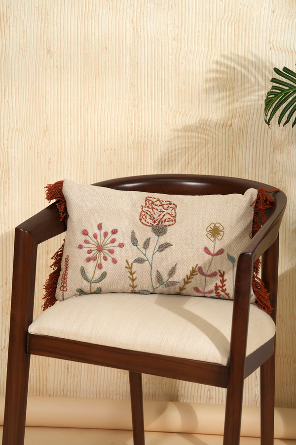 Blossom Haven Embroidered Pillow Cover