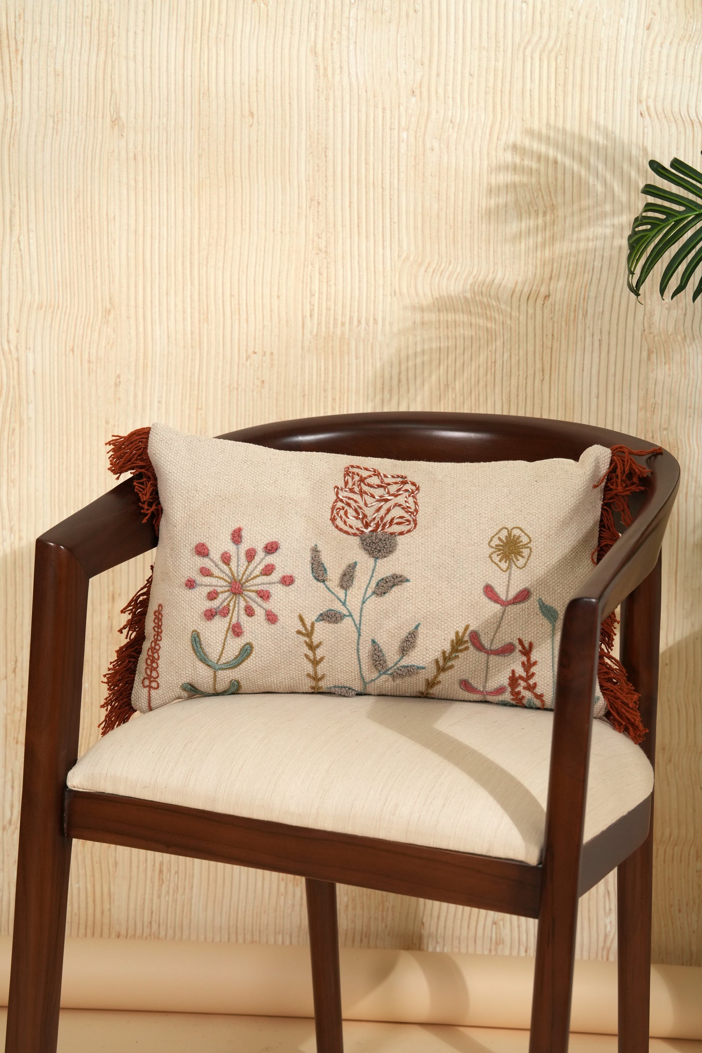 Blossom Haven Embroidered Pillow Cover