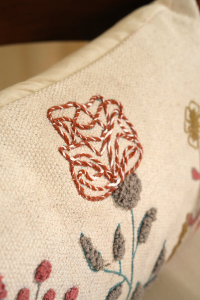 Blossom Haven Embroidered Pillow Cover