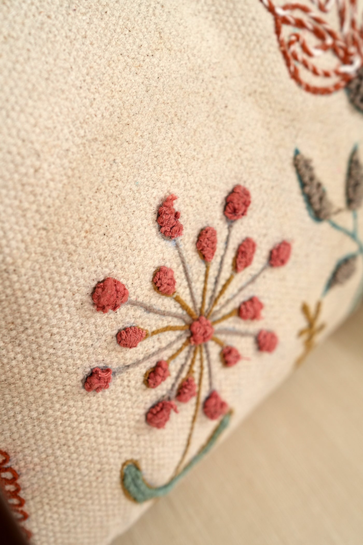 Blossom Haven Embroidered Pillow Cover