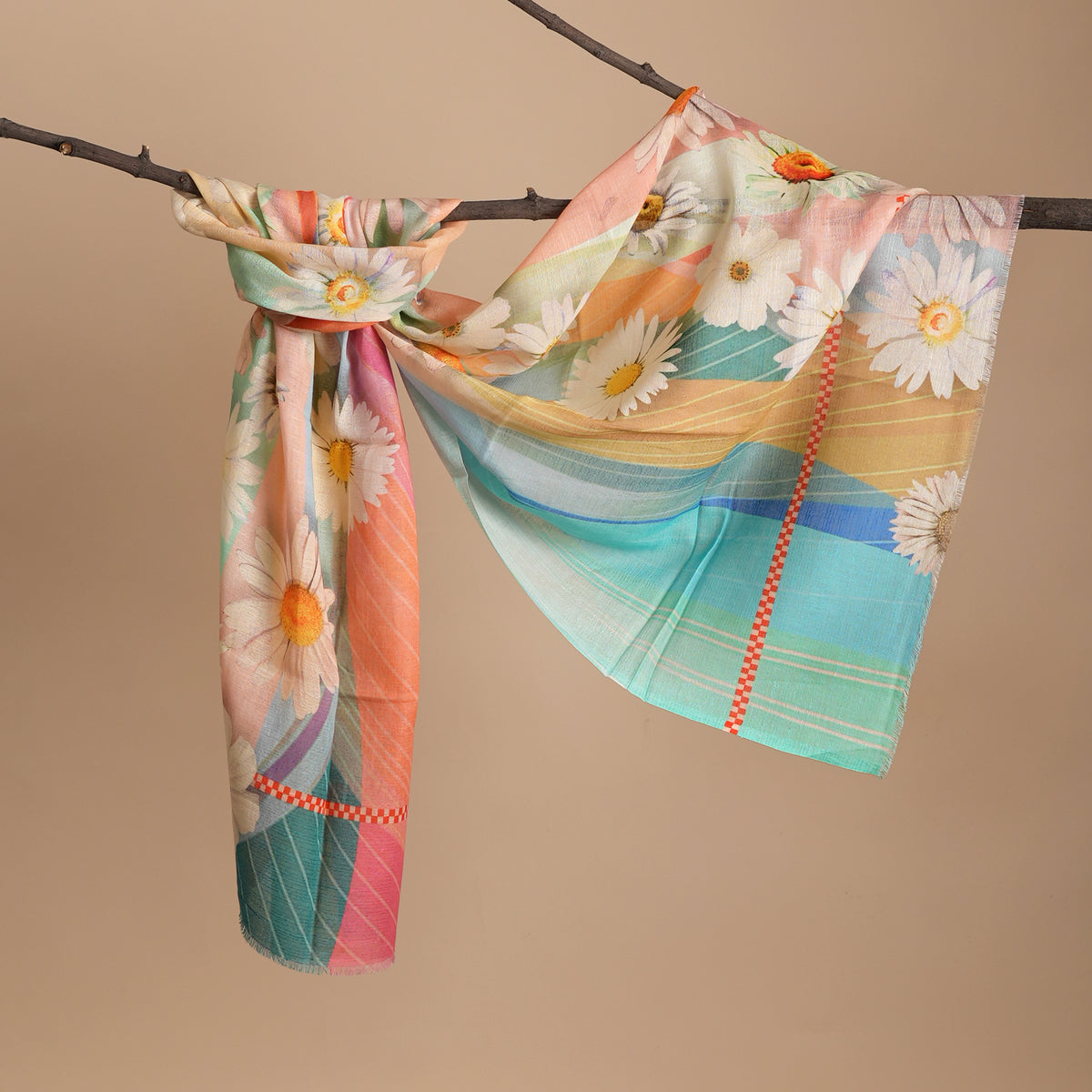 Pastel Sunburst Cotton Linen Stole