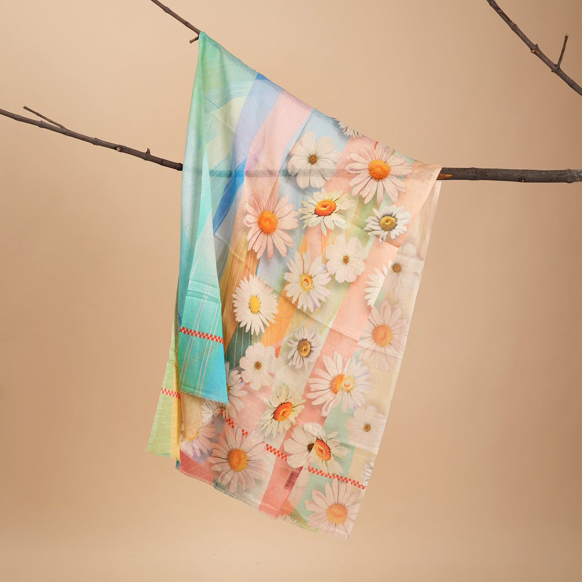 Pastel Sunburst Cotton Linen Stole