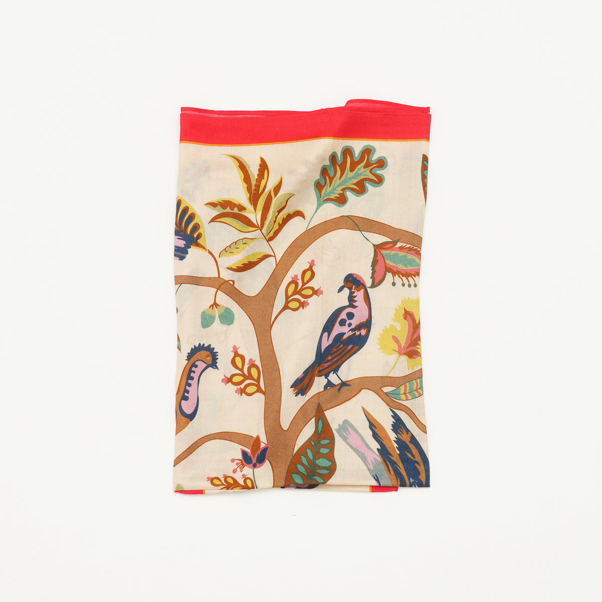 Bird Song Red Mulberry Silk Scarf