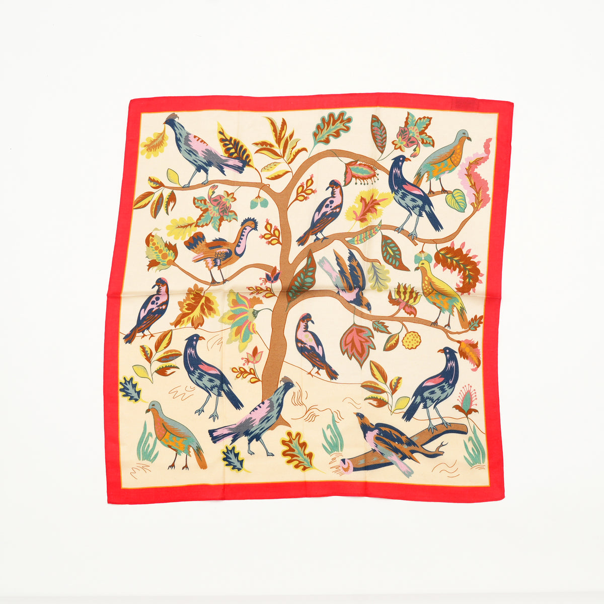 Bird Song Red Mulberry Silk Scarf