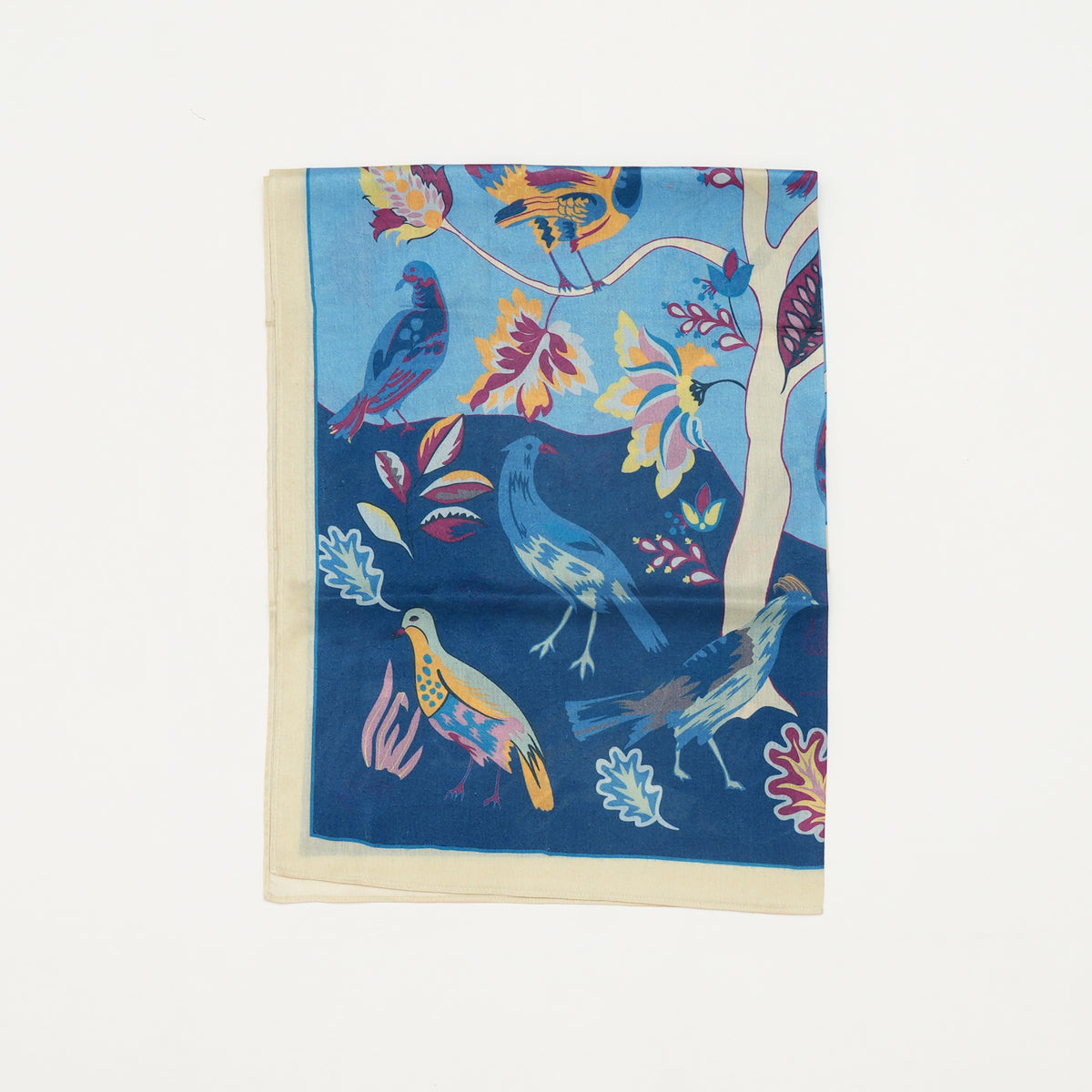 Bird Song Blue Mulberry Silk Scarf