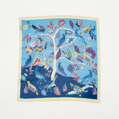 Bird Song Blue Mulberry Silk Scarf