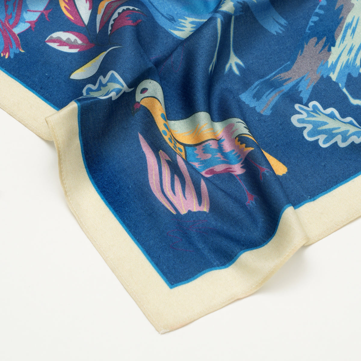 Bird Song Blue Mulberry Silk Scarf