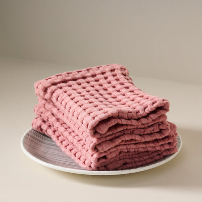 Dusty Pink | Cotton | Waffle | Face Towels - Set of 2