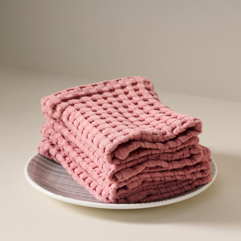 Dusty Pink | Cotton | Waffle | Face Towels - Set of 2