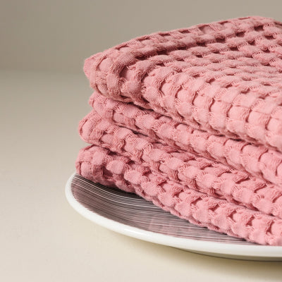 Dusty Pink | Cotton | Waffle | Face Towels - Set of 2