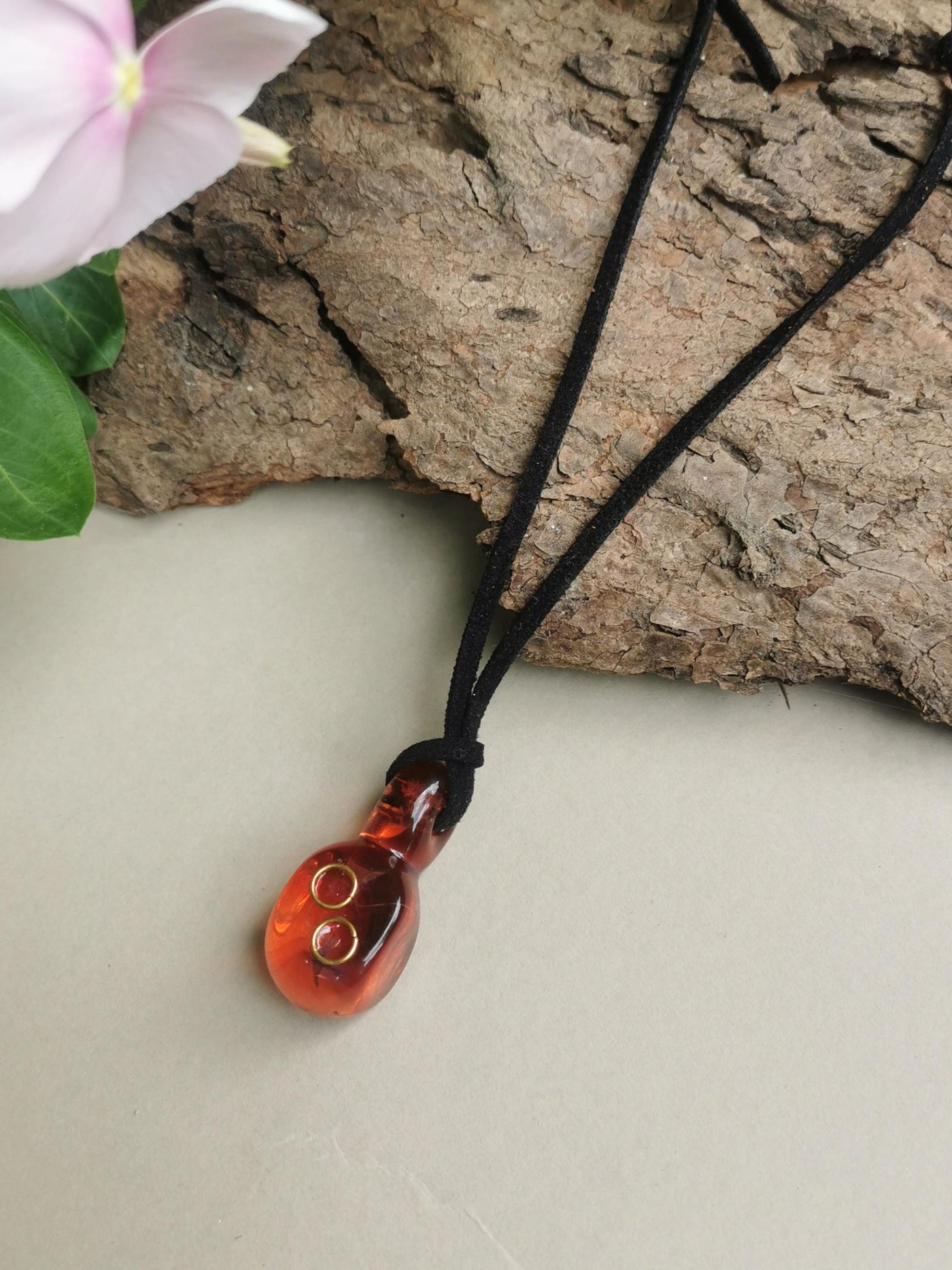 Earth Series Necklace - Earth Charm Amber Small