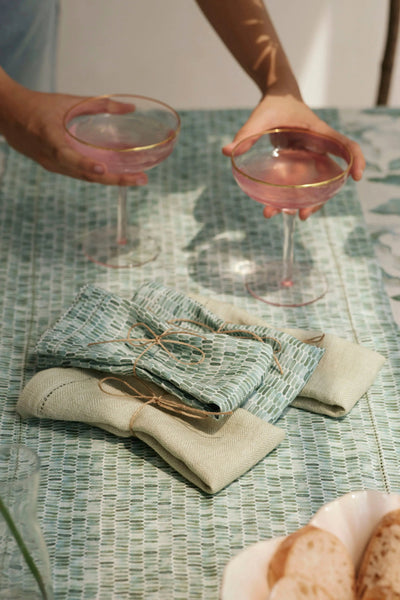 Sage Herringbone Linen Table Napkins-Set of 2 SanctuaryLiving
