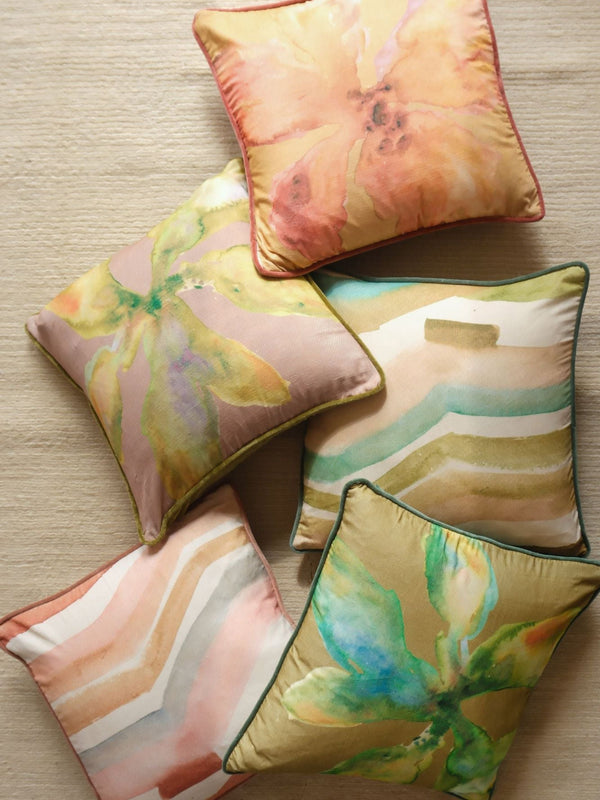 Bloom Olive Velvet Cushion Cover