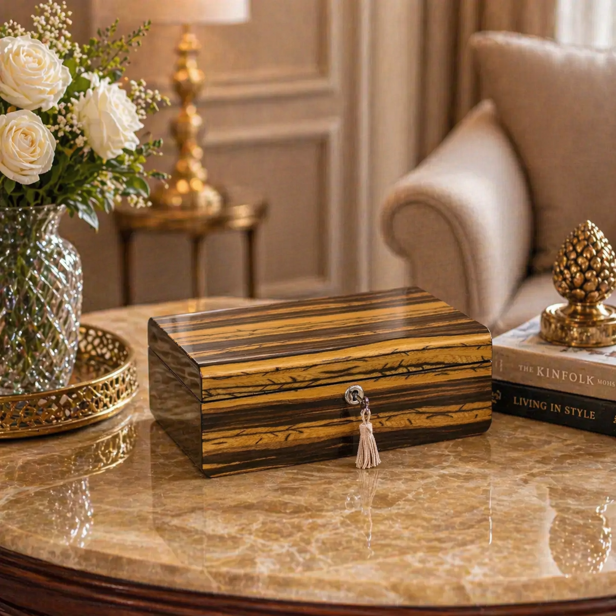 Elegance Time Piece/Jewel Box With Lock