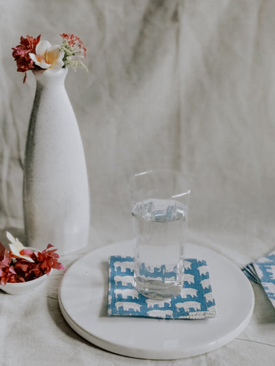 Cotton Coasters Set of 6 - Elephant Motif